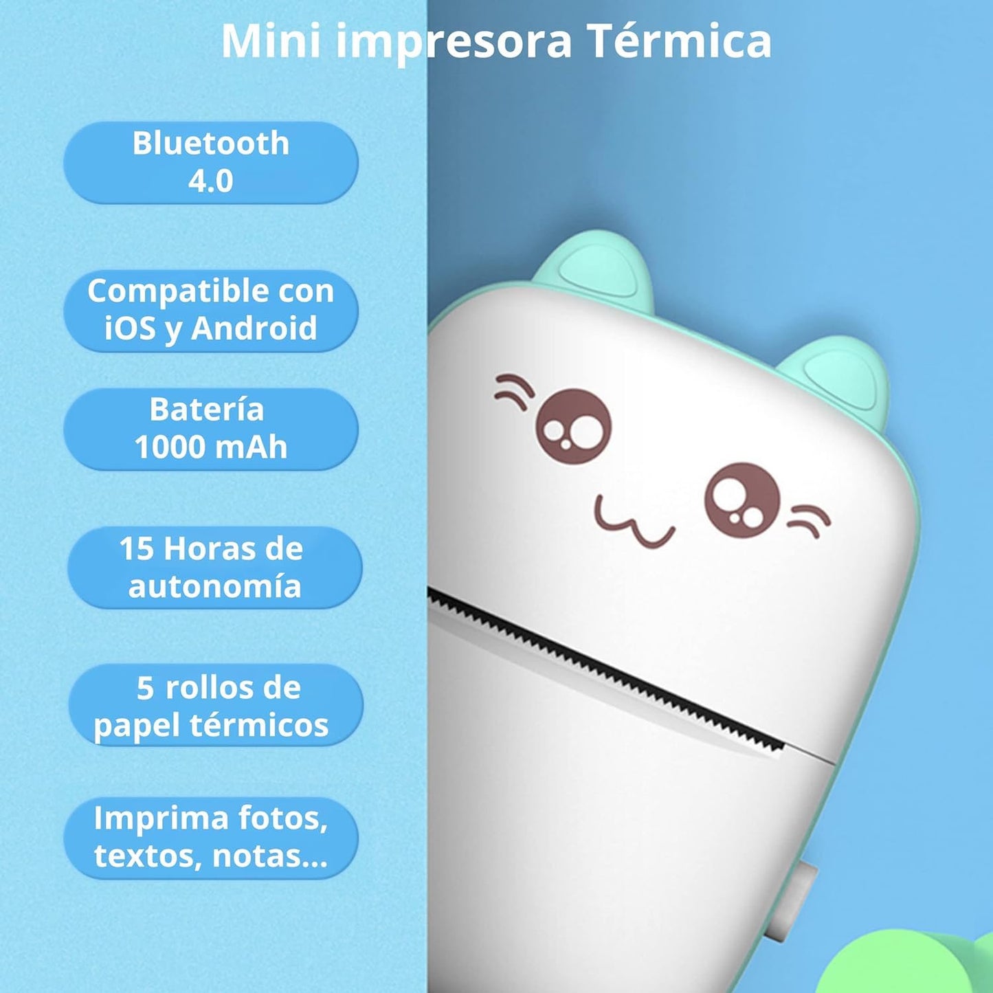 Mini Impresora sin tinta iTech® + 5 Recambios adhesivos